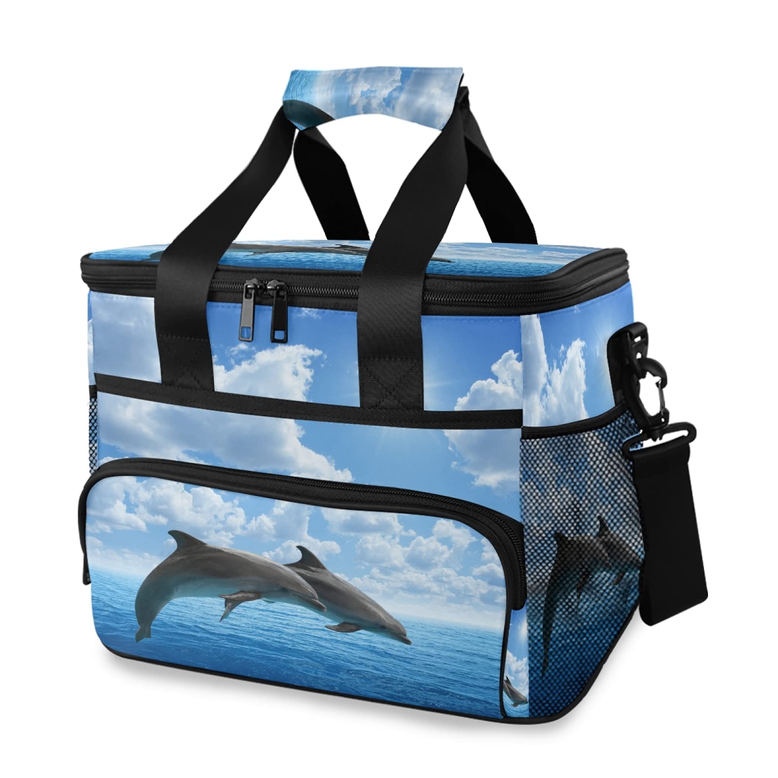 Funny Dolphin Insulated Lunch Bag for Women - Large Leakproof Cooler Tote for Work, Office, Travel & Outdoor Picnic | Perfect for Beach Days, School Lunches and Commuting
