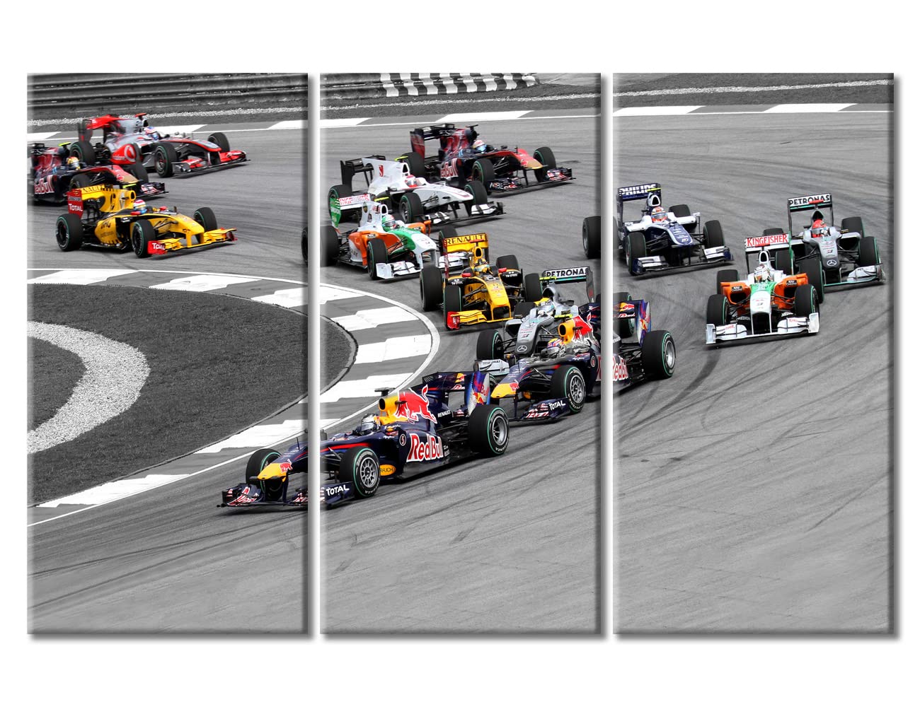 3 Piece Canvas Wall Art - Racing Car Sports Paintings, Modern Home Decor Prints on Stretched Canvas, Framed Ready to Hang (60