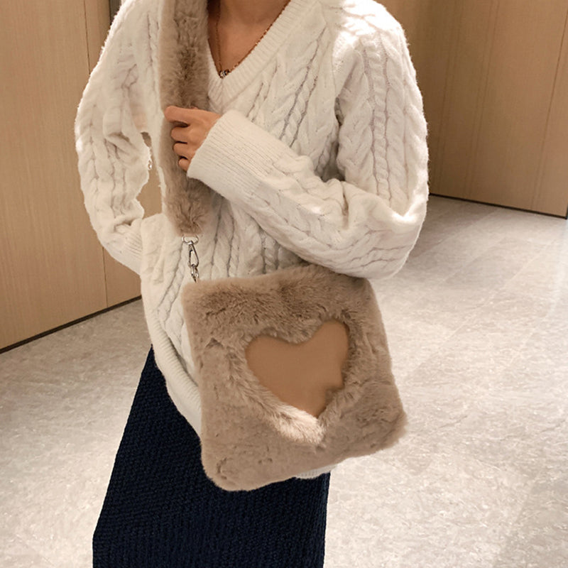 Cozy Winter Plush Shoulder Bags for Women - Soft Faux Fur Handbags for Daily Use, Work, and Evening Out