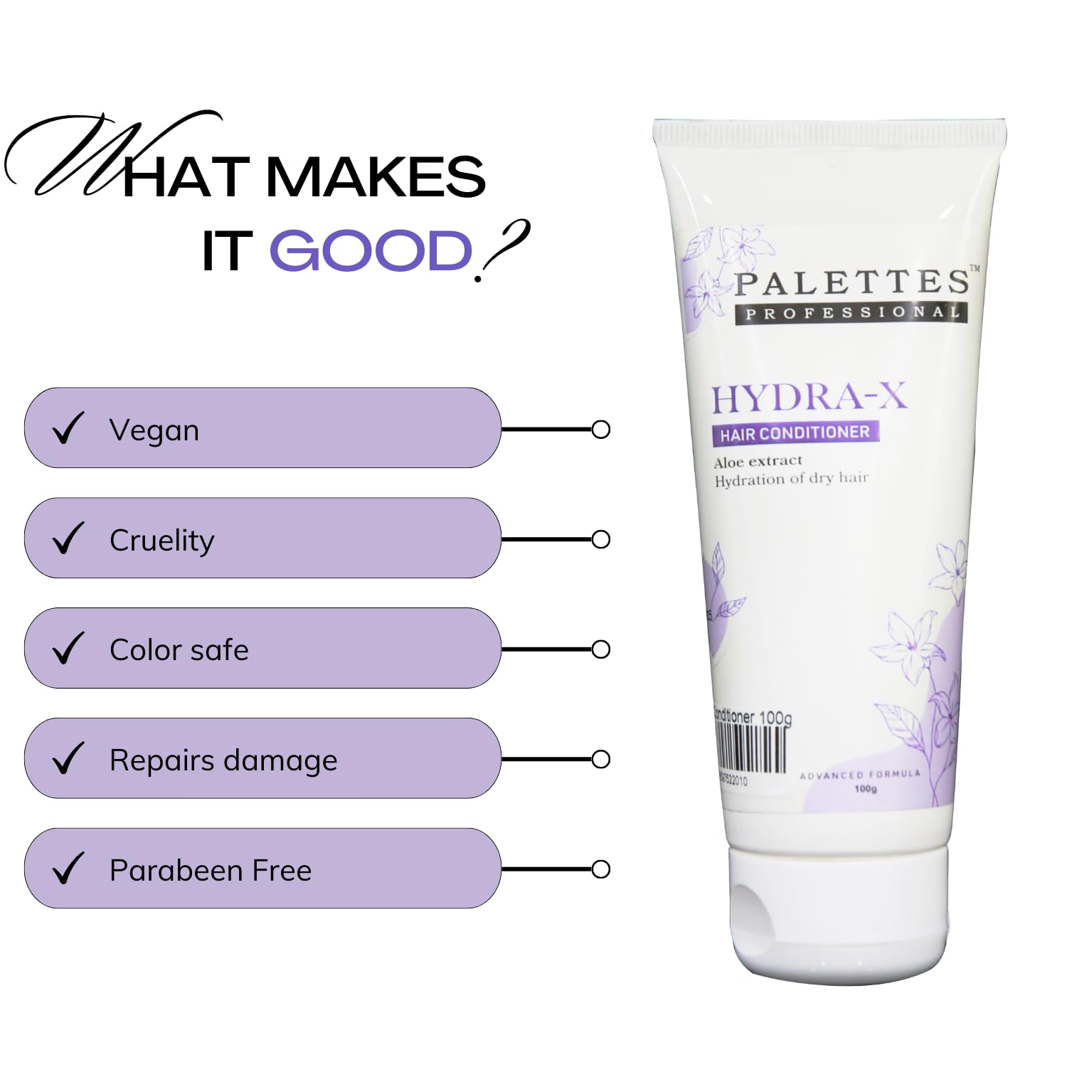 Palettes Professional Hydra-X Conditioner for Men & Women (200G) - Hair Fall Control, Smooth & Frizz Free Treatment - Deep Moisturizing for Dry & Damaged Hair - Perfect for Daily Use & Salon-Quality Results at Home