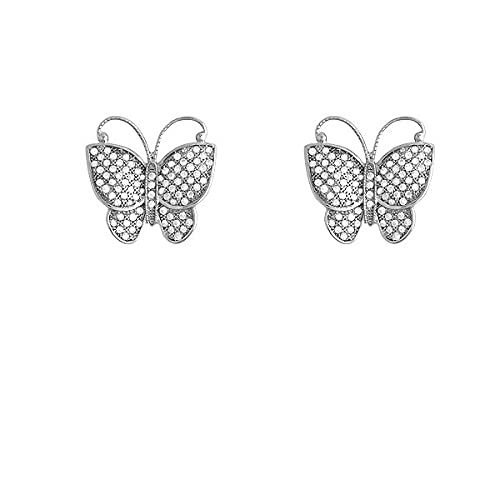 925 Sterling Silver Clear Micro Pave CZ Butterfly Stud Earrings for Women - Elegant Jewelry Gift for Birthday, Anniversary & Everyday Wear