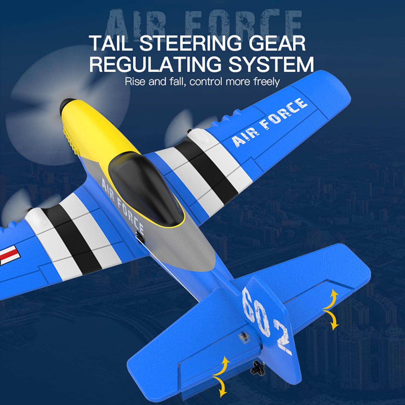 **3 Channel RC Plane P51D Mustang Fighter - 2 Batteries, Built-in Gyro Self-Stabilizing System, Easy to Fly Remote Control Airplane for Kids & Adults Beginners | Outdoor Hobby & Backyard Fun**