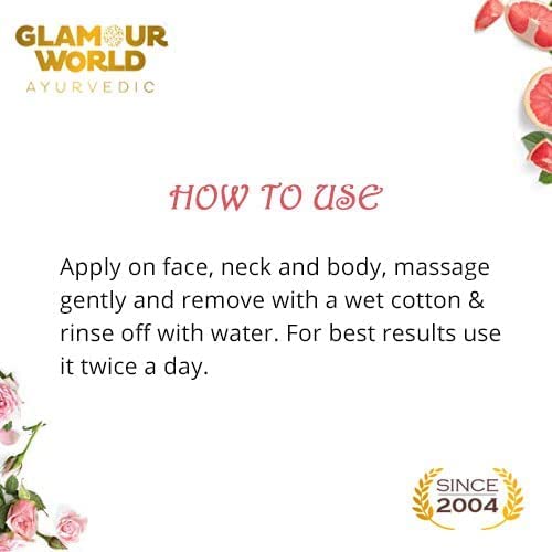 Glamour World Ayurvedic Glow Bright Face Cleansing Milk - Gentle Hydrating Face & Body Cleanser with Turmeric, Almond Oil, Honey & Lemon Oil | Makeup Remover | Perfect for Daily Skincare & Post-Makeup Cleansing