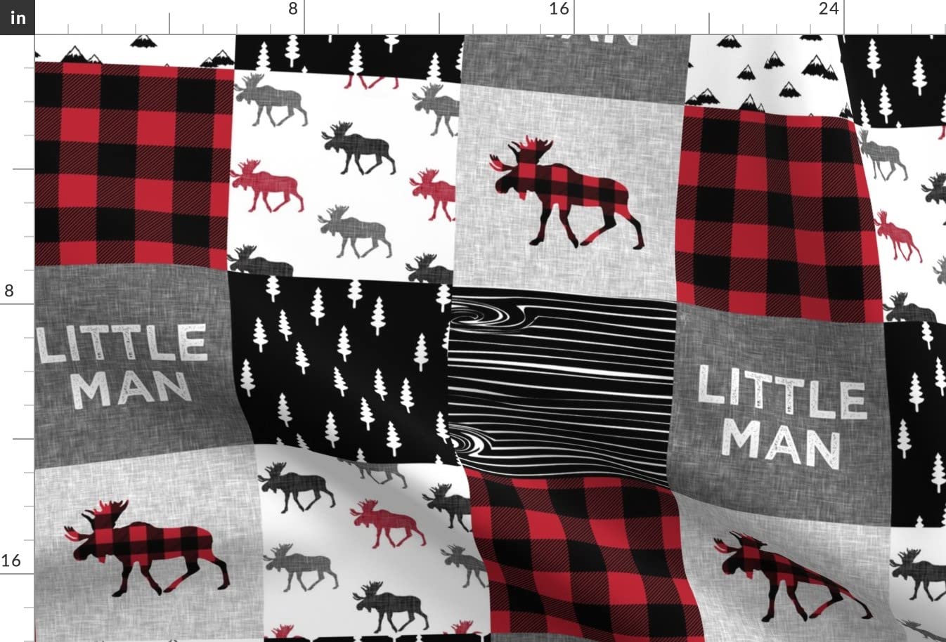 Woodland Buffalo Plaid Moose Printed Minky Fabric - Soft Plush Fat Quarter for Baby Blankets, Quilt Backing & Sewing Projects | Camping & Nursery Decor