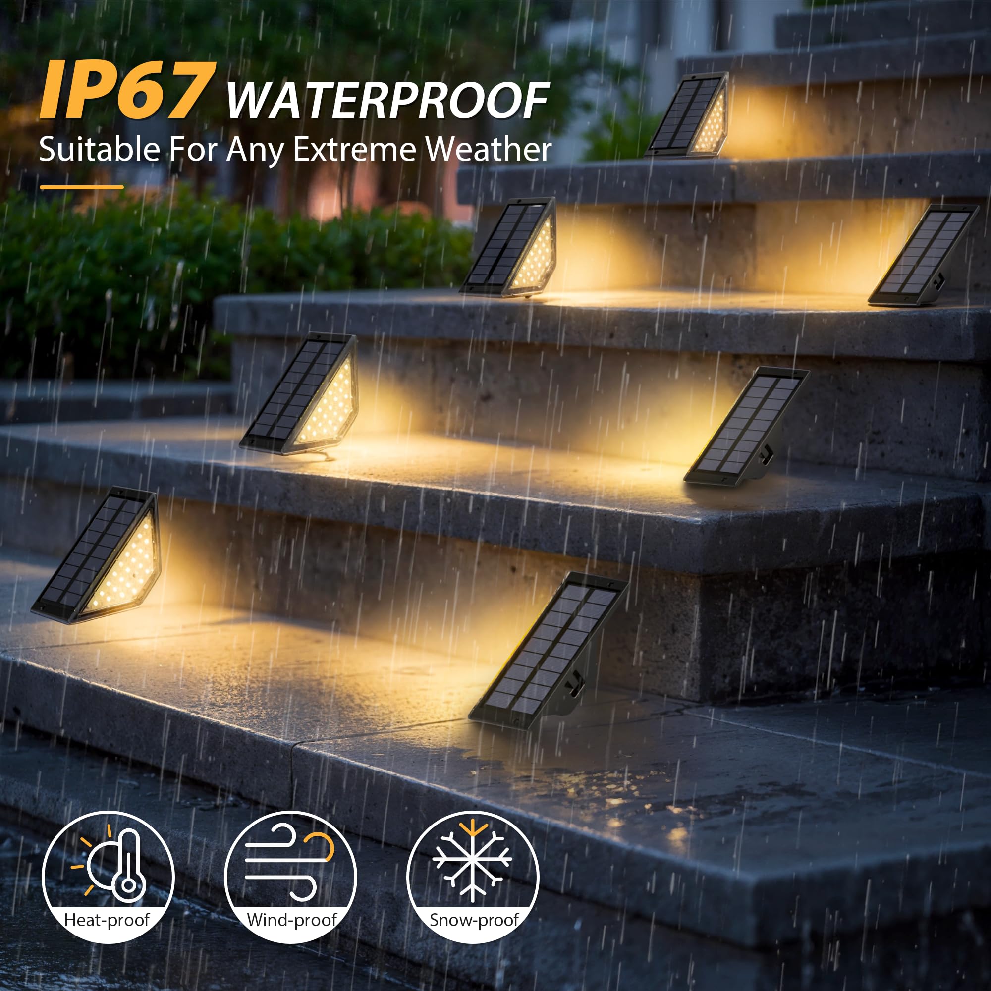 Otdair 8 Pack Solar Lights Outdoor Waterproof IP67, LED Solar Step Lights for Deck, Stairs, Fence - Perfect for Garden, Pathway, Front Yard & Backyard Lighting