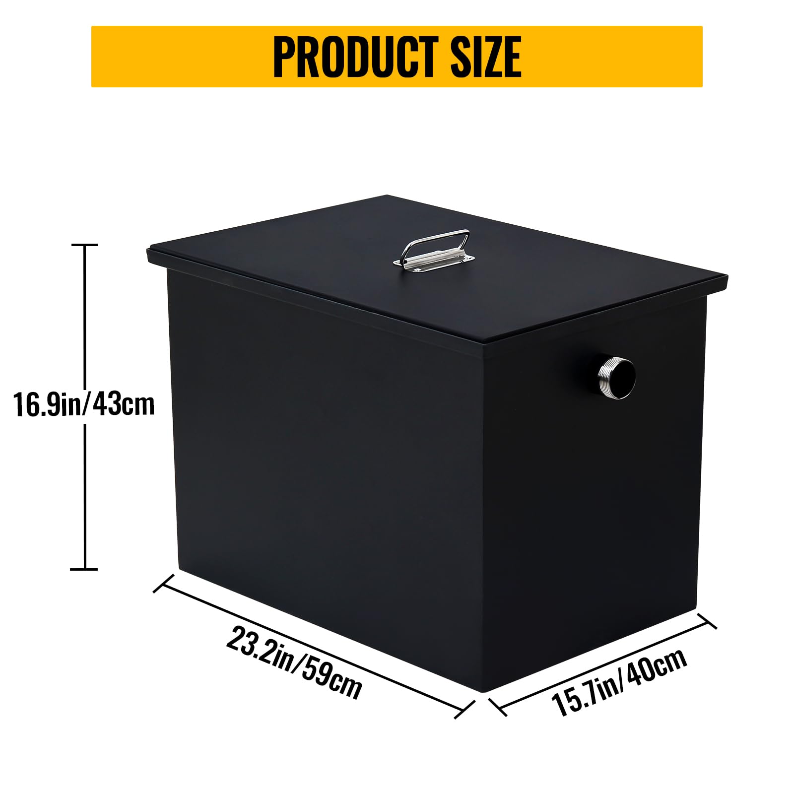 Commercial Grease Trap - 30LB Carbon Steel Under Sink Grease Interceptor for Kitchen | Oil-Water Separator with Side Inlet for Restaurants, Factories & Home Kitchens | Prevents Clogs & Maintains Plumbing