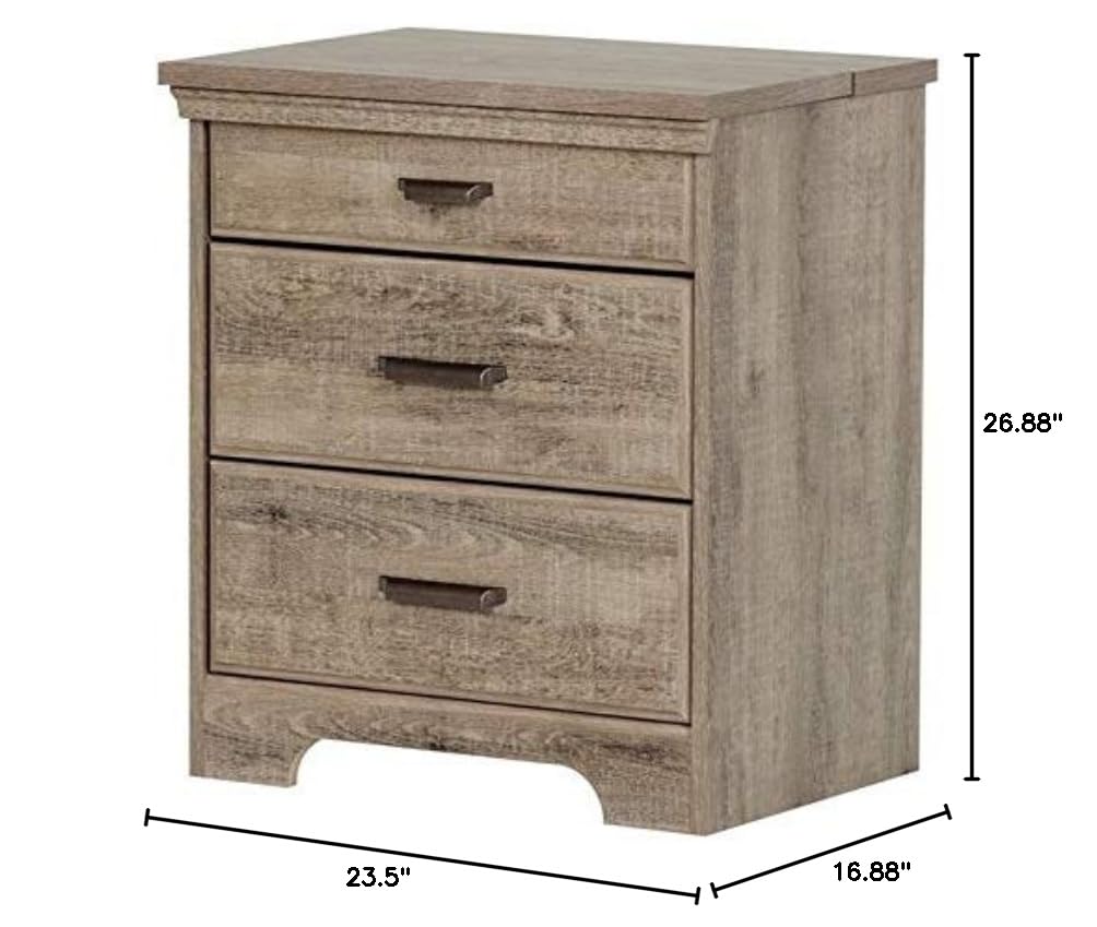 Rustic Wood Nightstand with 3 Drawers - Small Bedside Table for Bedroom, Light Brown Finish | Perfect for Bedroom Storage, Reading Nook & Apartment Decor