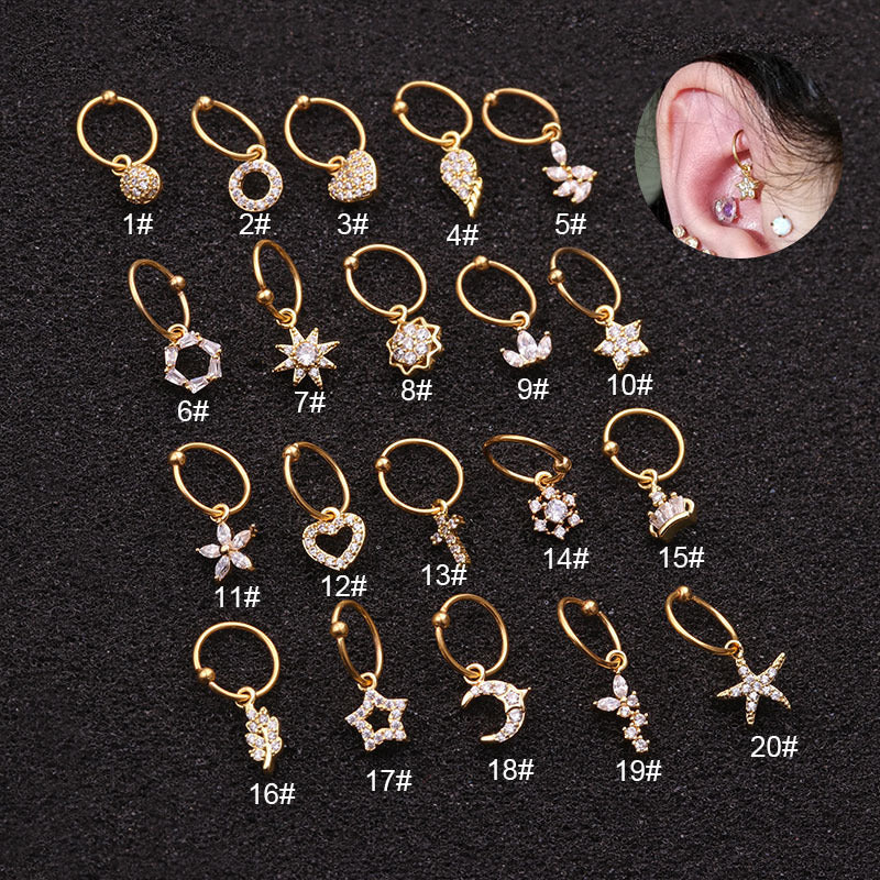 20G Surgical Steel Cartilage Hoop Earrings - Dangle Hoop Earrings for Women | HSPJ1936 | Perfect for Everyday Wear, Parties & Gifts