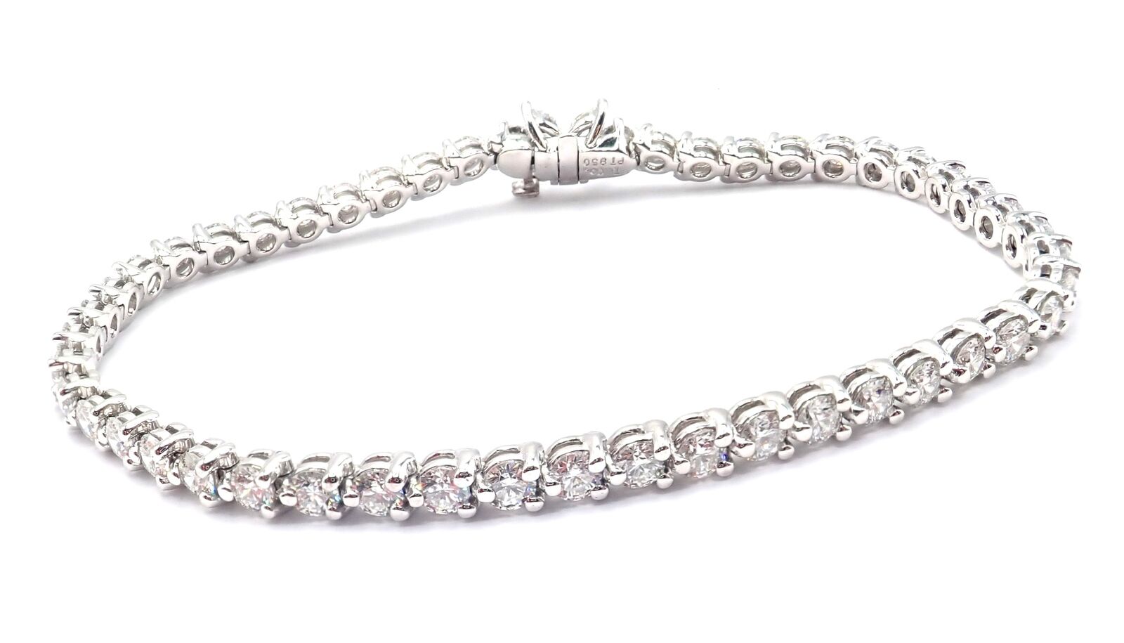Authentic Tiffany & Co Victoria Platinum 4.49ct Diamond Tennis Bracelet for Women - Luxury Jewelry Gift for Anniversary, Wedding & Special Occasions