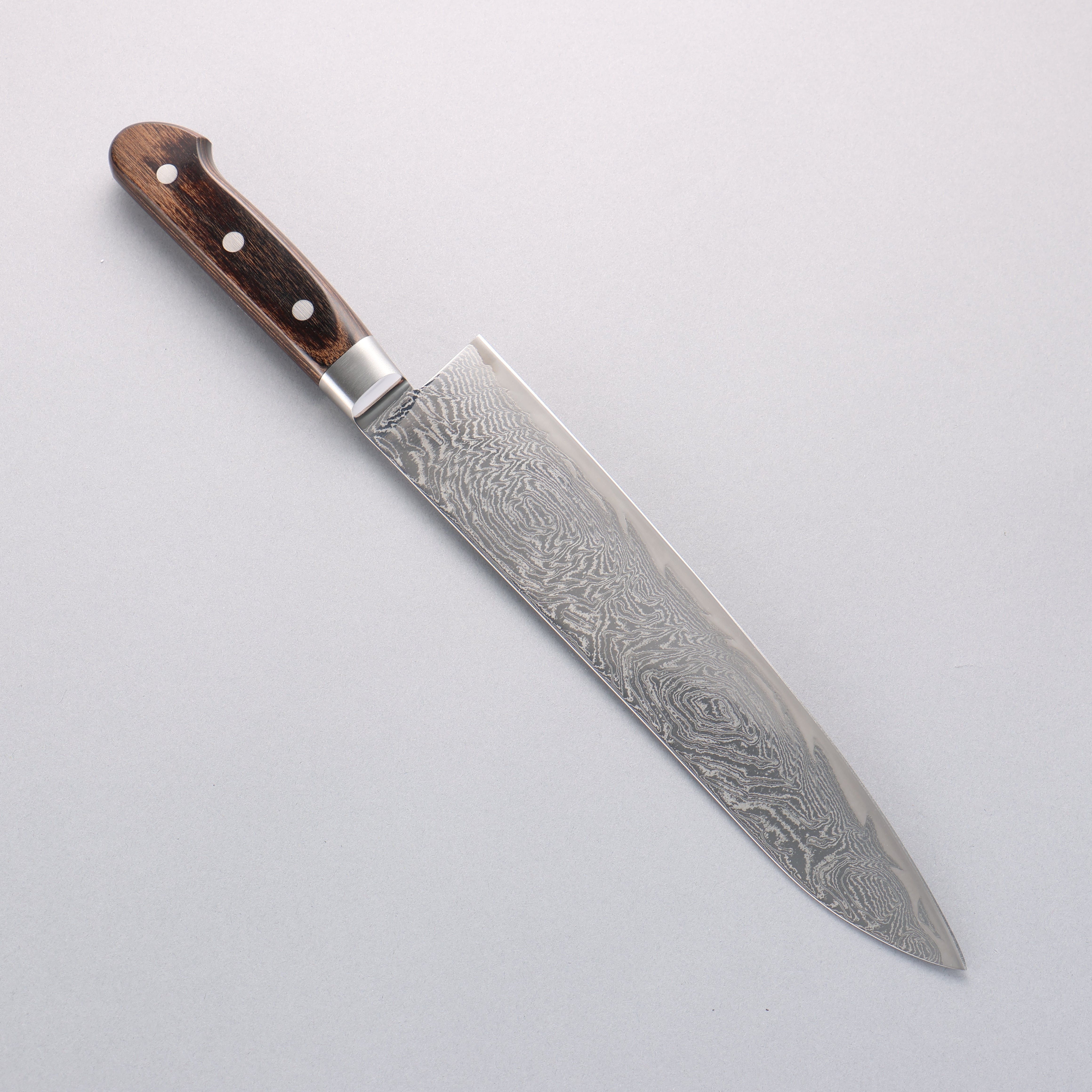 Seisuke Nami AUS10 Damascus Gyuto Chef Knife 240mm - Mirrored Finish, Brown Pakkawood Handle - Professional Japanese Kitchen Knife for Sushi, Meat Cutting & Precision Cooking