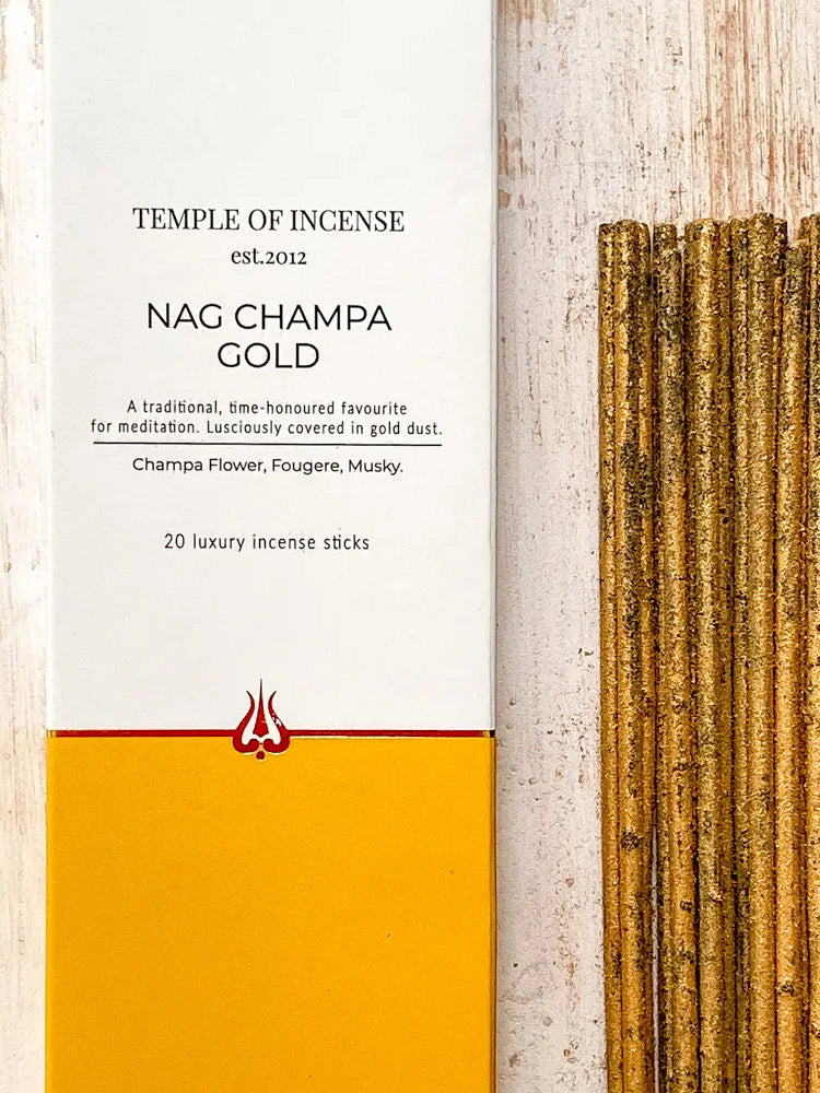 Premium Nag Champa Gold Incense Sticks - Authentic Indian Temple Incense for Meditation, Yoga & Relaxation - 12 Pack Natural Aromatherapy Sticks for Home, Office & Spiritual Practices