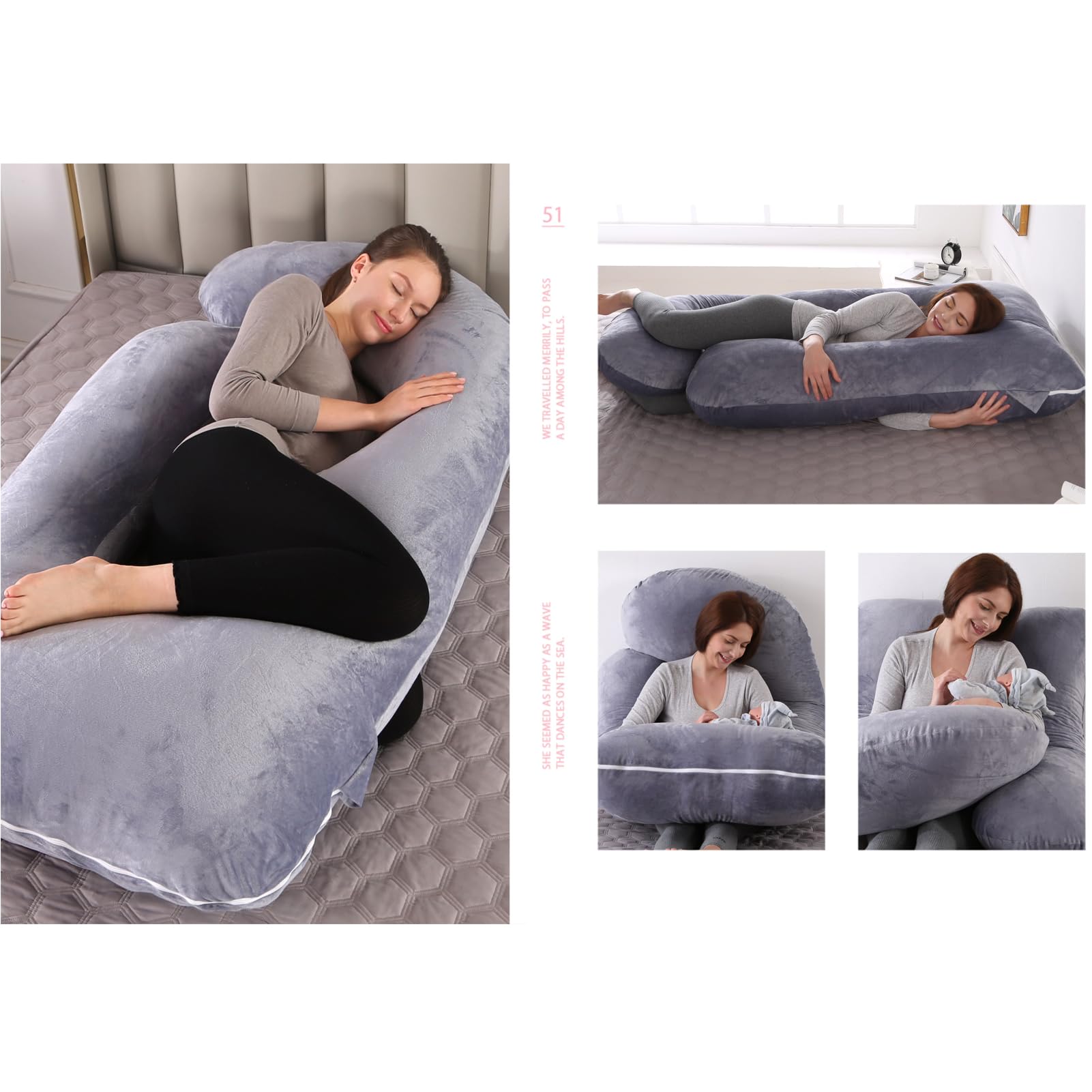 BATTOP Full Body Pregnancy Pillow for Sleeping - Maternity Support Pillow for Back, Hips, Legs & Belly with Removable Washable Cover - Comfort for Pregnant Women During All Trimesters | Perfect for Side Sleepers, Nursing & Postpartum Recovery