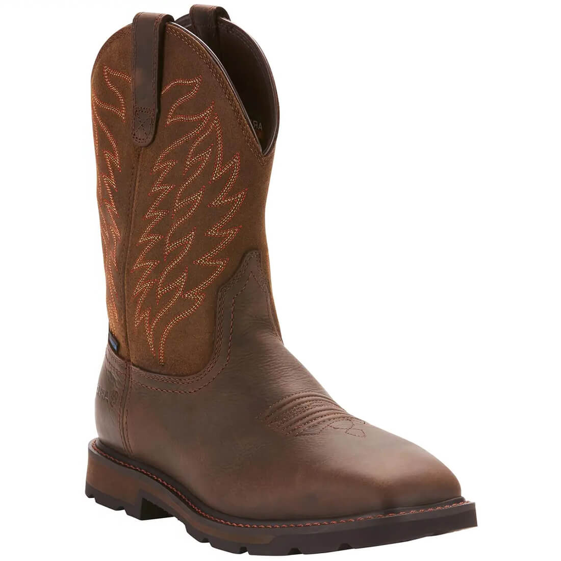 **Waterproof Soft Toe Pull-On Work Boots for Men - Brown - Comfortable & Durable for Construction, Farming & Outdoor Work**