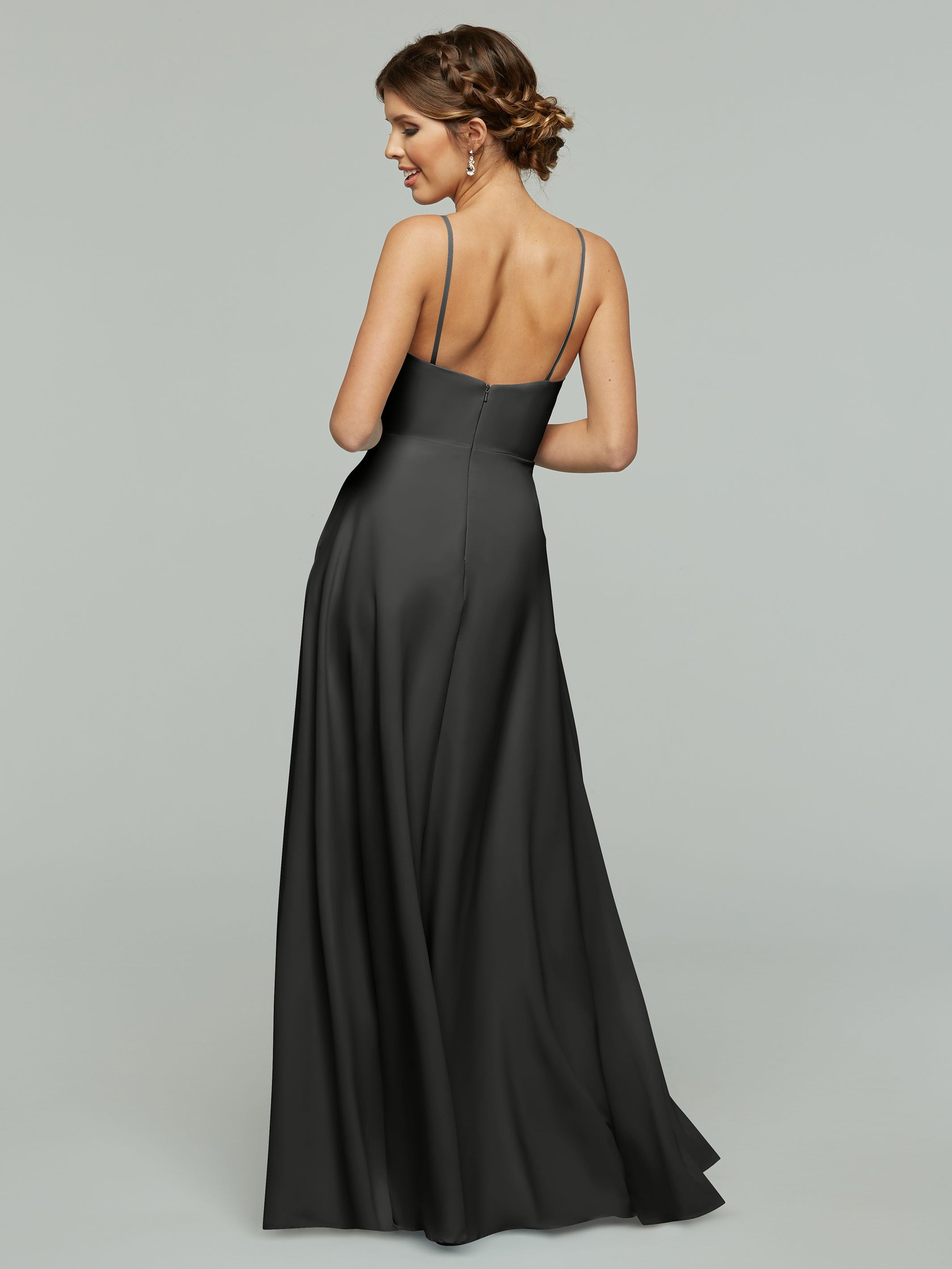 Elegant 83012 Flowy Stretch Chiffon A-Line Bridesmaid Dress with V-Neckline - Perfect for Weddings, Formal Events & Special Occasions