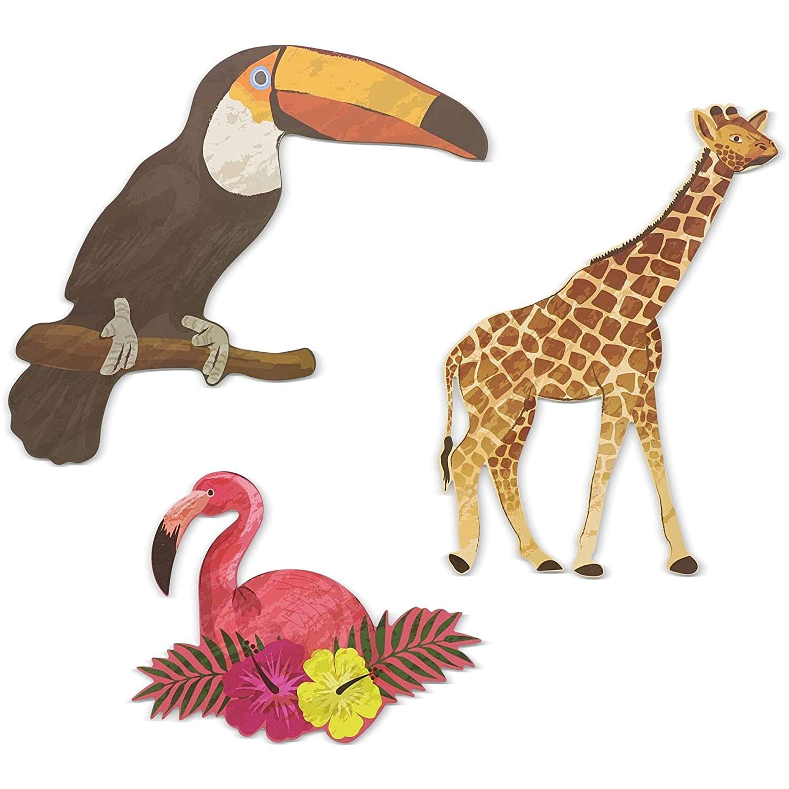 BLUE PANDA Jungle Safari Animal Paper Cutouts (12-Pack) - Wild Animal Craft Decorations for Kids Birthday Party, Baby Shower & Classroom Decor | DIY Jungle Theme Party Supplies
