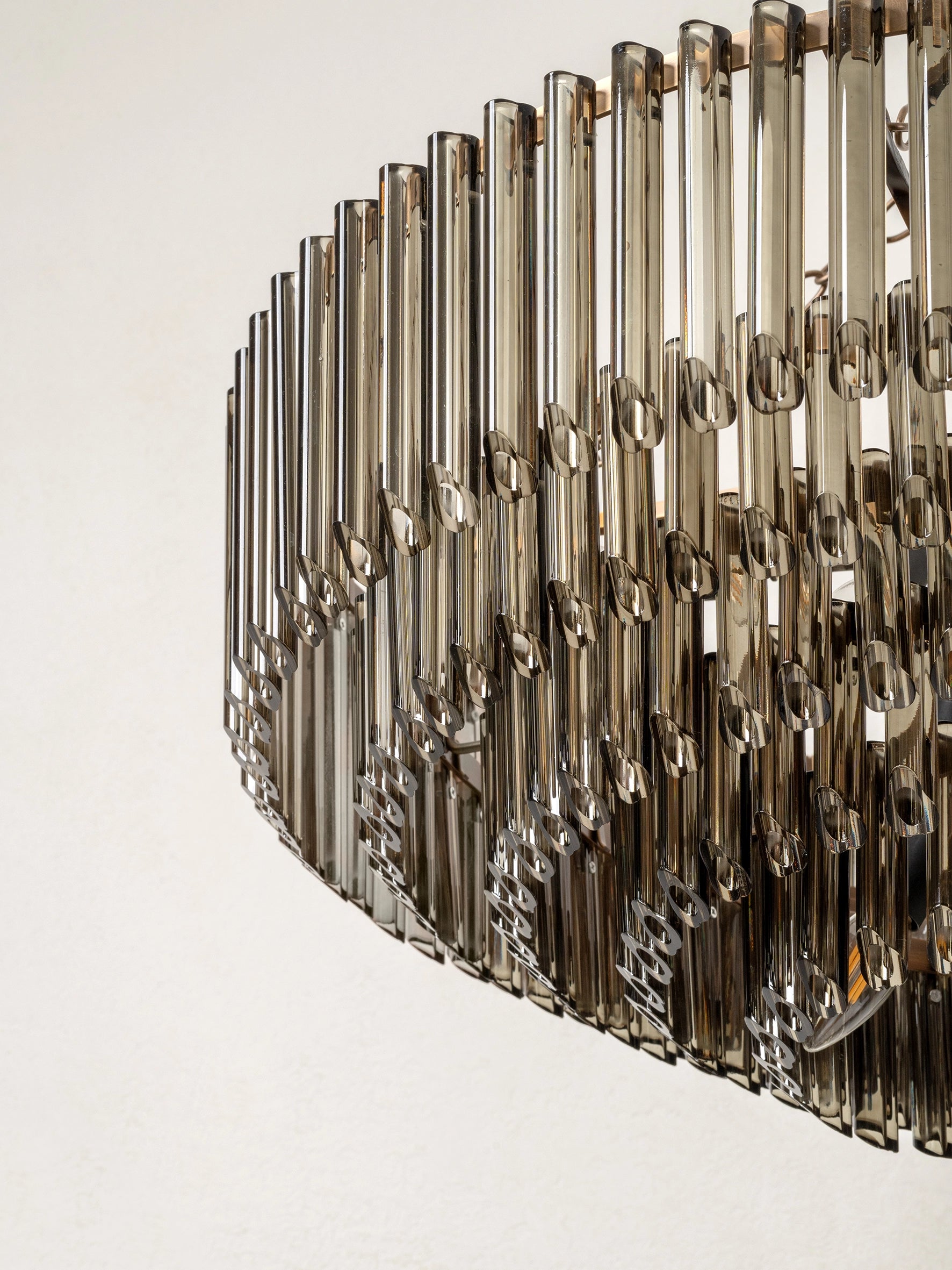 Petalia 9-Light Chandelier - Aged Brass & Smoked Green Glass Tube Design for Dining Room, Living Room, or Entryway Lighting
