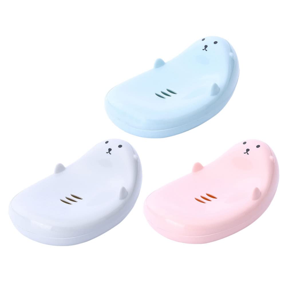 Cabilock 3-Piece Cartoon Bath Sponge Storage Box Set - Decorative Soap Holder Case for Bathroom, Kitchen, Gym & Travel - Waterproof Shower Accessory Tray for Camping, Body Wash & Home Organization