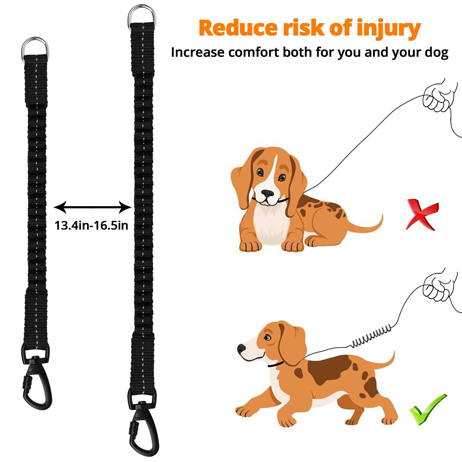 50 FT Heavy Duty Dog Leash for Training - Long Reflective Rope Leash with Swivel Locking Hook, Bungee Shock Absorber & Padded Handle - Durable Outdoor Walking Lead for Small, Medium & Large Dogs (Orange) - Perfect for Hiking, Jogging and Backyard Playtime