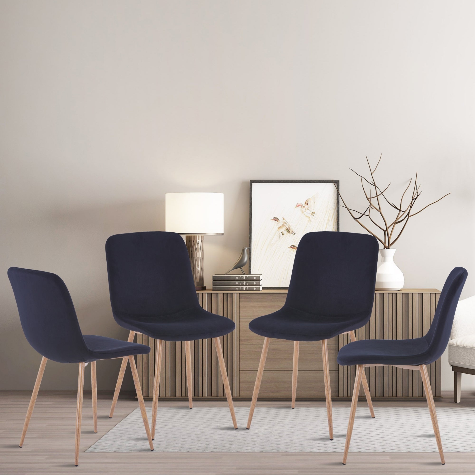 Modern Black Dining Chairs Set of 4 - Contemporary Style with Advanced Technology for Restaurants, Cafes, Bars, Offices, Living Rooms & Reception Areas - Perfect for Home Dining & Commercial Spaces