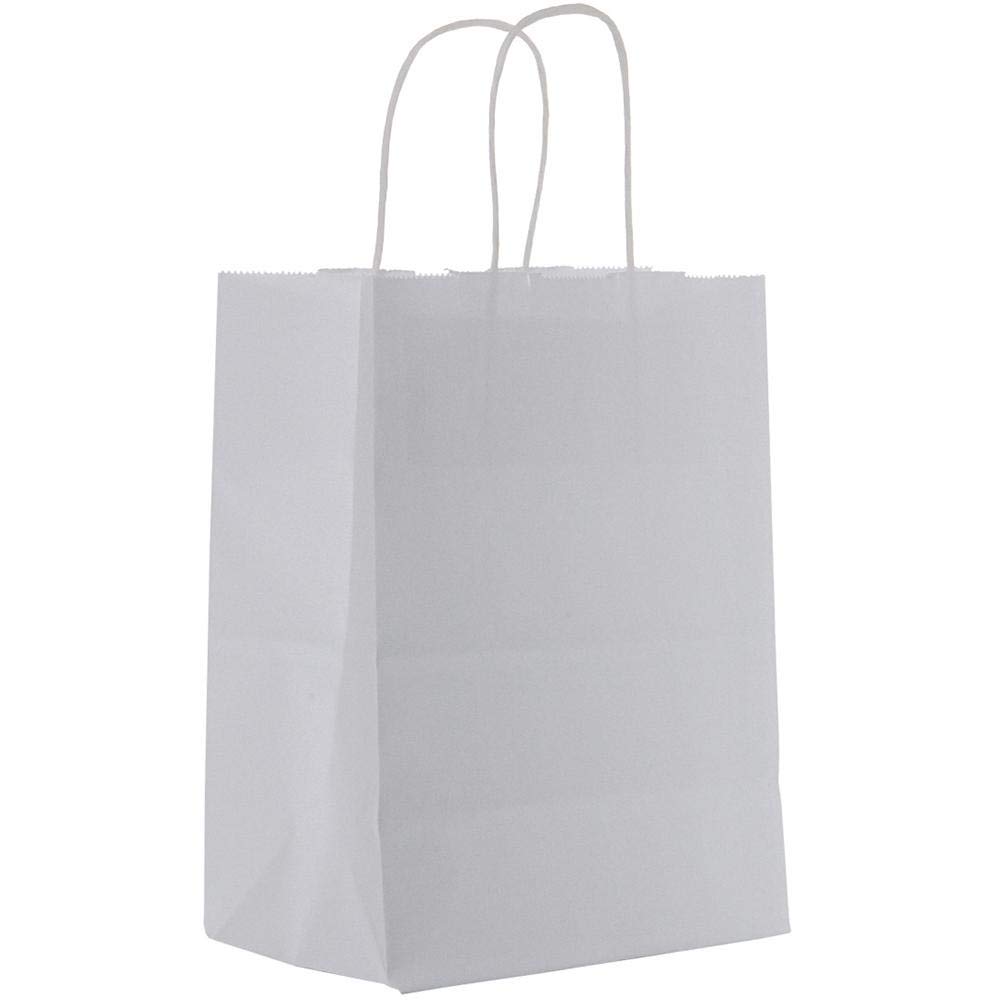 Jillson Roberts Medium Kraft Paper Bags - 250 Pack, White - Eco-Friendly Gift Bags for Parties, Weddings, Retail Packaging & Small Business Use