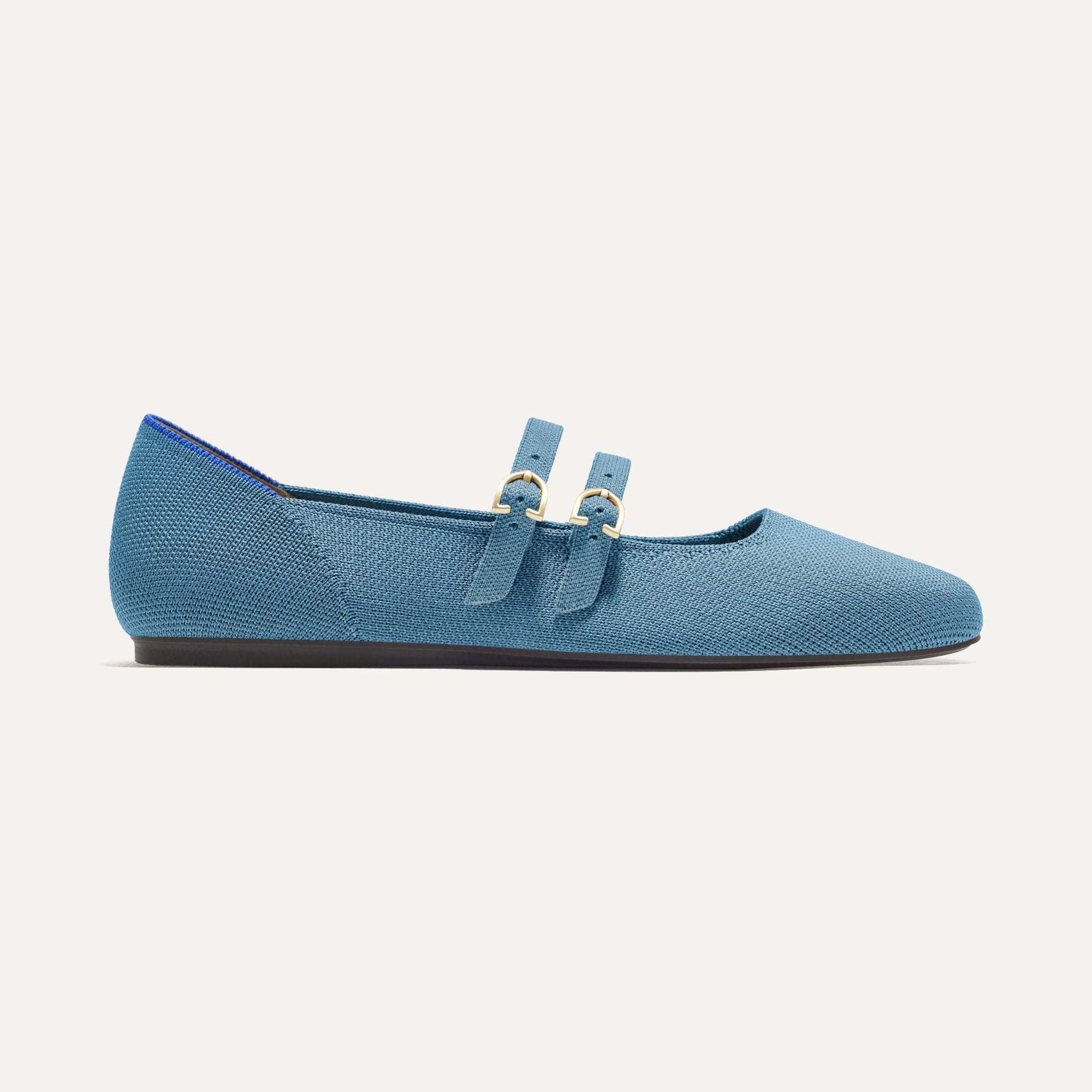 Double Buckle Mary Jane Shoes for Women - Comfortable & Stylish Sky Blue Flats - Perfect for Work, Casual Wear & Special Occasions