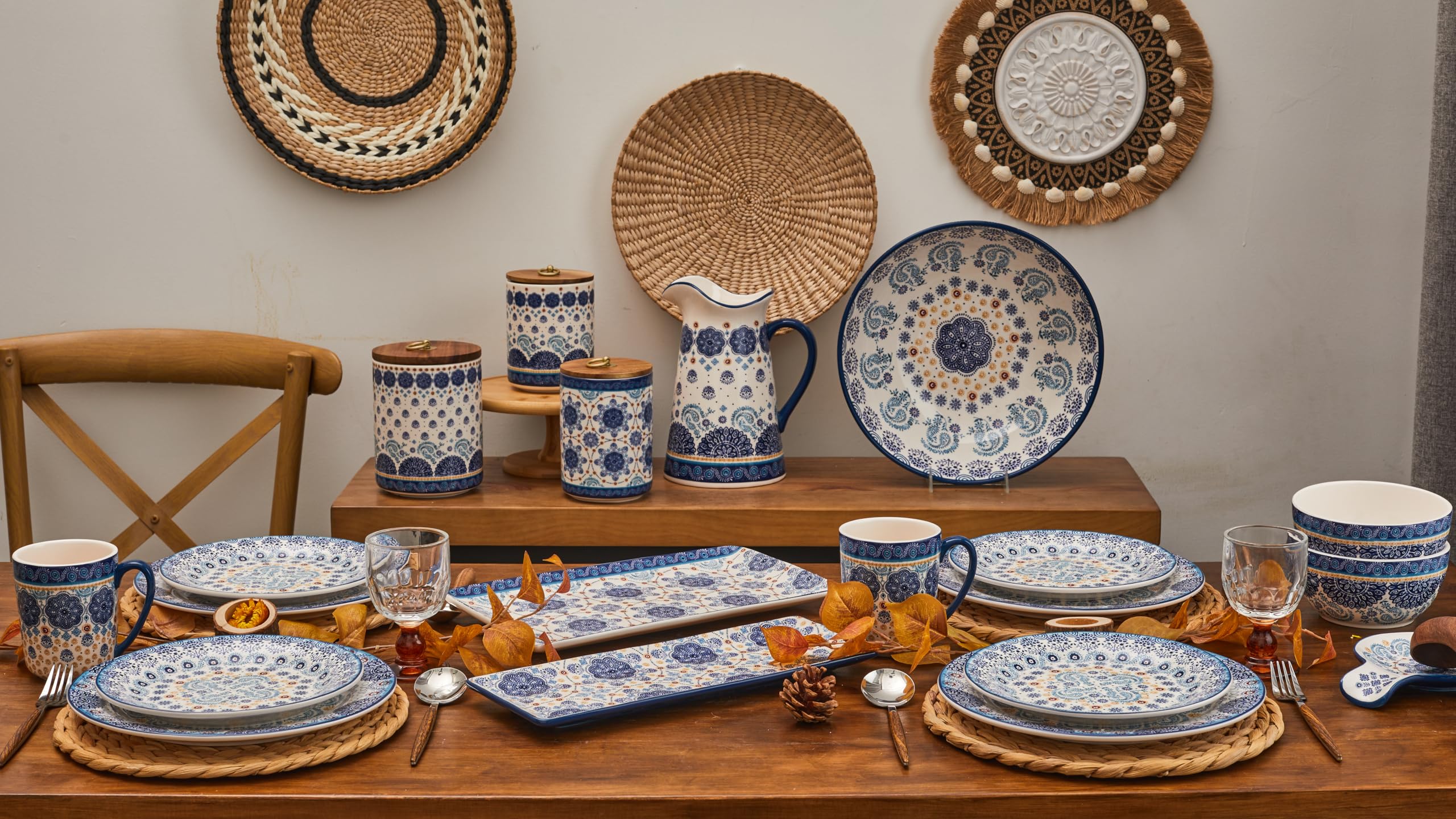 Bico Blue Talavera Ceramic Salad Plates Set of 4 - 8.75 Inch Microwave & Dishwasher Safe - Perfect for Mexican-Themed Dinner Parties, Outdoor Dining, and Home Decor