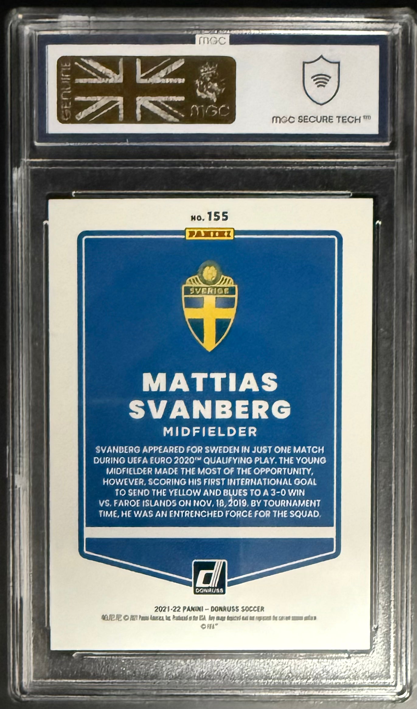 2021 Panini Donruss #155 Mattias Svanberg Purple Laser /99 Rare Soccer Trading Card - Perfect for Collectors and Fantasy Sports Fans