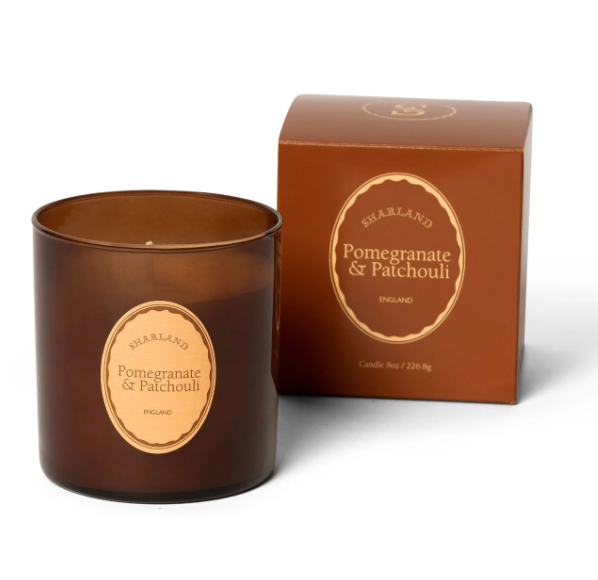 Sharland Pomegranate & Patchouli Scented Soy Candle - Natural Aromatherapy for Relaxation, Home Decor & Gift Giving