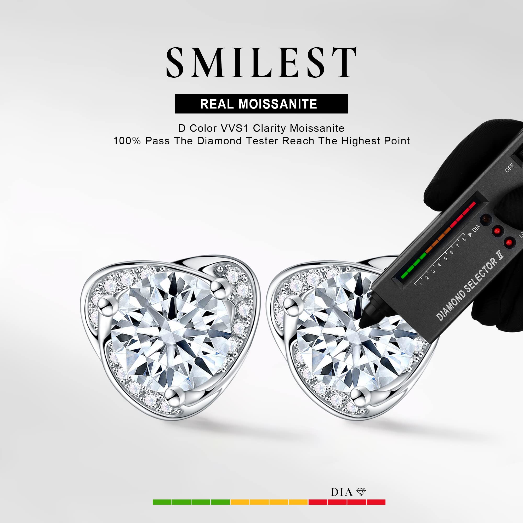 1-2.4ct Lab Created Moissanite Halo Earrings for Women & Men - Princess Cushion Cut D Color VVS1 Clarity - 925 Sterling Silver Stud Earrings - Perfect for Birthday Gifts, Anniversary, Wedding & Special Occasions