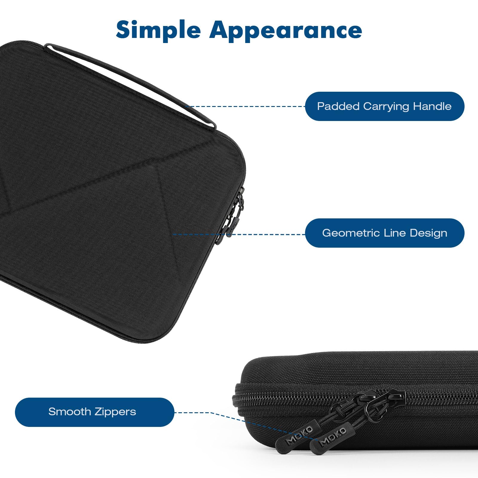 MoKo 13 inch Tablet Sleeve Case for iPad Air M3 2025, iPad Pro 13 M4/Air M2, Pro 12.9, Galaxy Tab S8+/S9+ 12.4 - Shockproof Hard Shell EVA Protective Cover with Storage Pocket & Padded Handle (Black) - Perfect for Travel, Office, and School Use