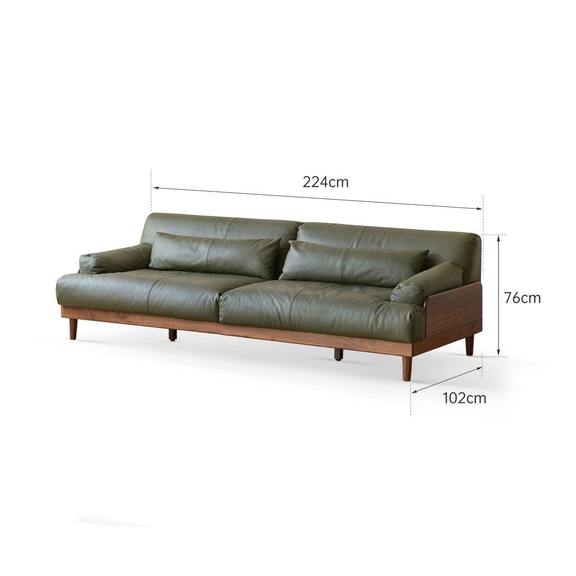 Premium Black Walnut & Oak Solid Wood Leather Recliner Sofa - Luxurious Comfort for Living Room, Lounge & Home Theater