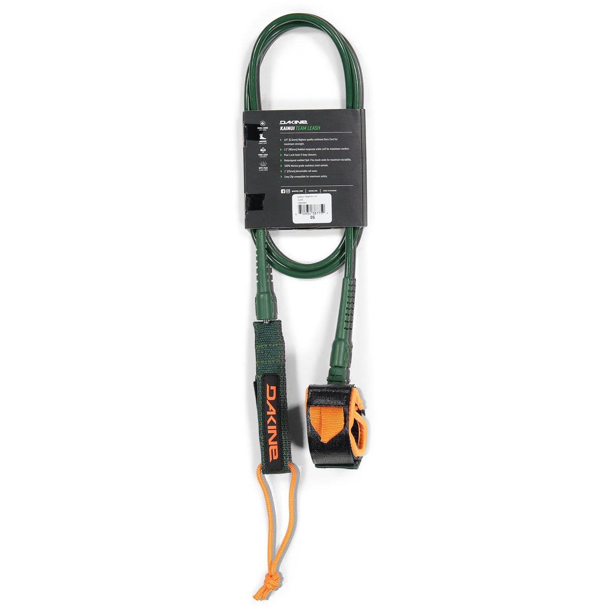 Dakine Kainui Team 6' X 1/4 Surf Leash - Olive Green for Surfing, Paddleboarding & Water Sports | Durable & Comfortable Ocean Gear
