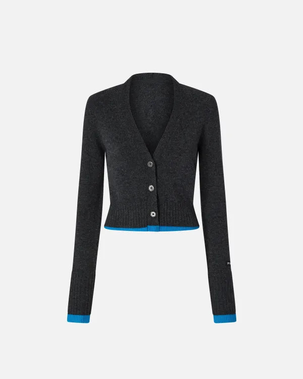 Luxury Cashmere Wool Cropped Cardigan Sweater for Women - Soft Grey Knitwear - Perfect for Office, Date Night & Fall Layering