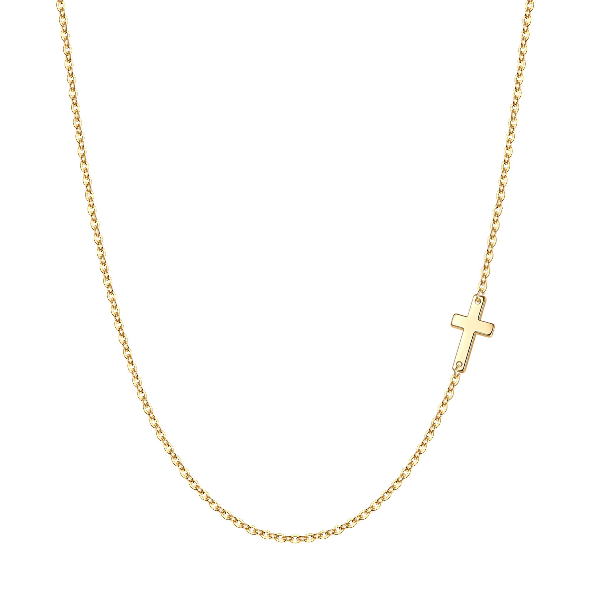 MONOZO 14k Gold Filled Dainty Cross Pendant Necklace for Women - Elegant Layered Choker Jewelry with Sideway Cross Design, Perfect Gift for Birthday, Mother's Day, Baptism & Everyday Faith Jewelry