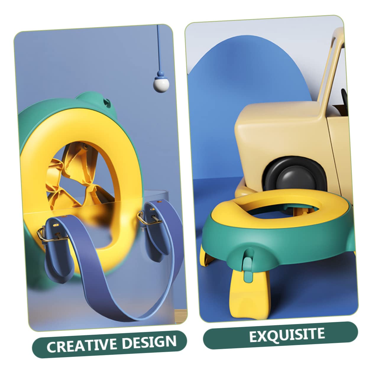 Hohopeti Portable Folding Potty Seat for Toddlers - Reusable Travel Toilet Chair for Boys & Girls - Indoor & Outdoor Use - Perfect for Camping, Road Trips & Travel - Yellow