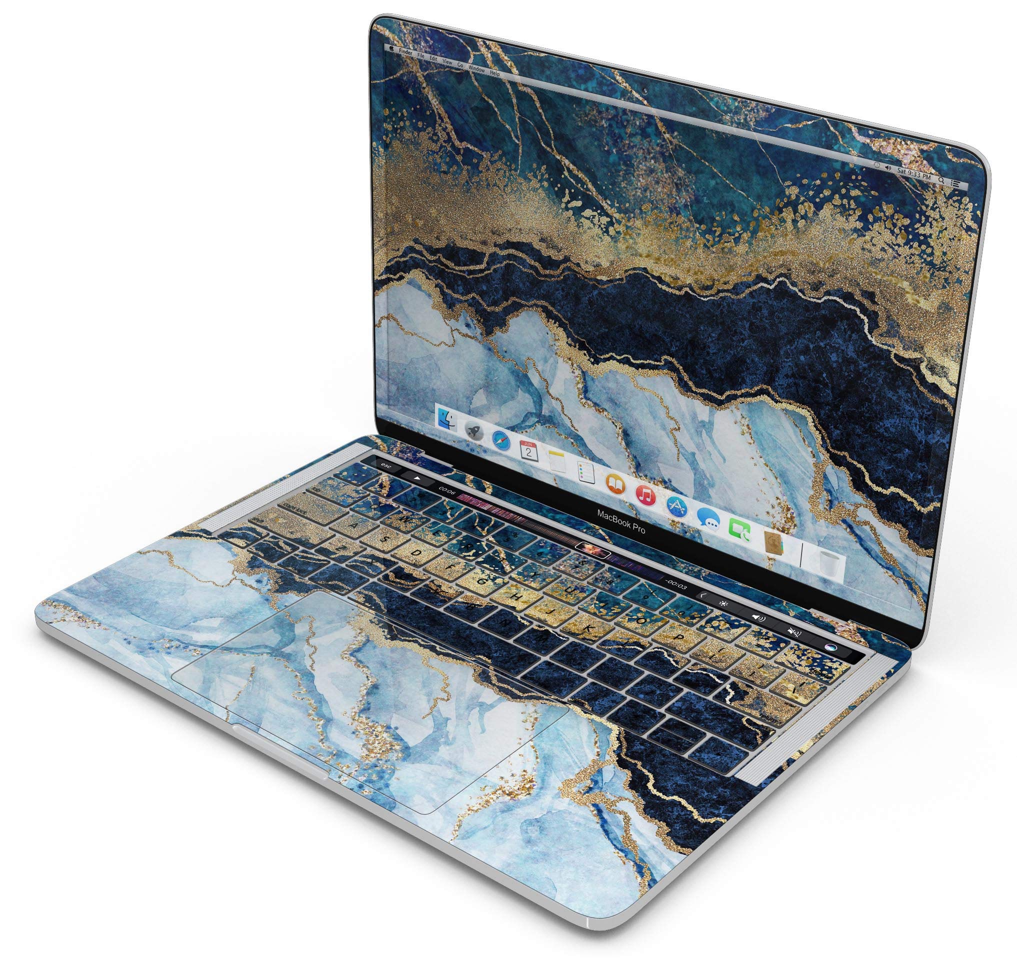 Premium Foiled Marble Agate Full-Body Wrap Scratch Resistant Decal Skin for MacBook Air 13