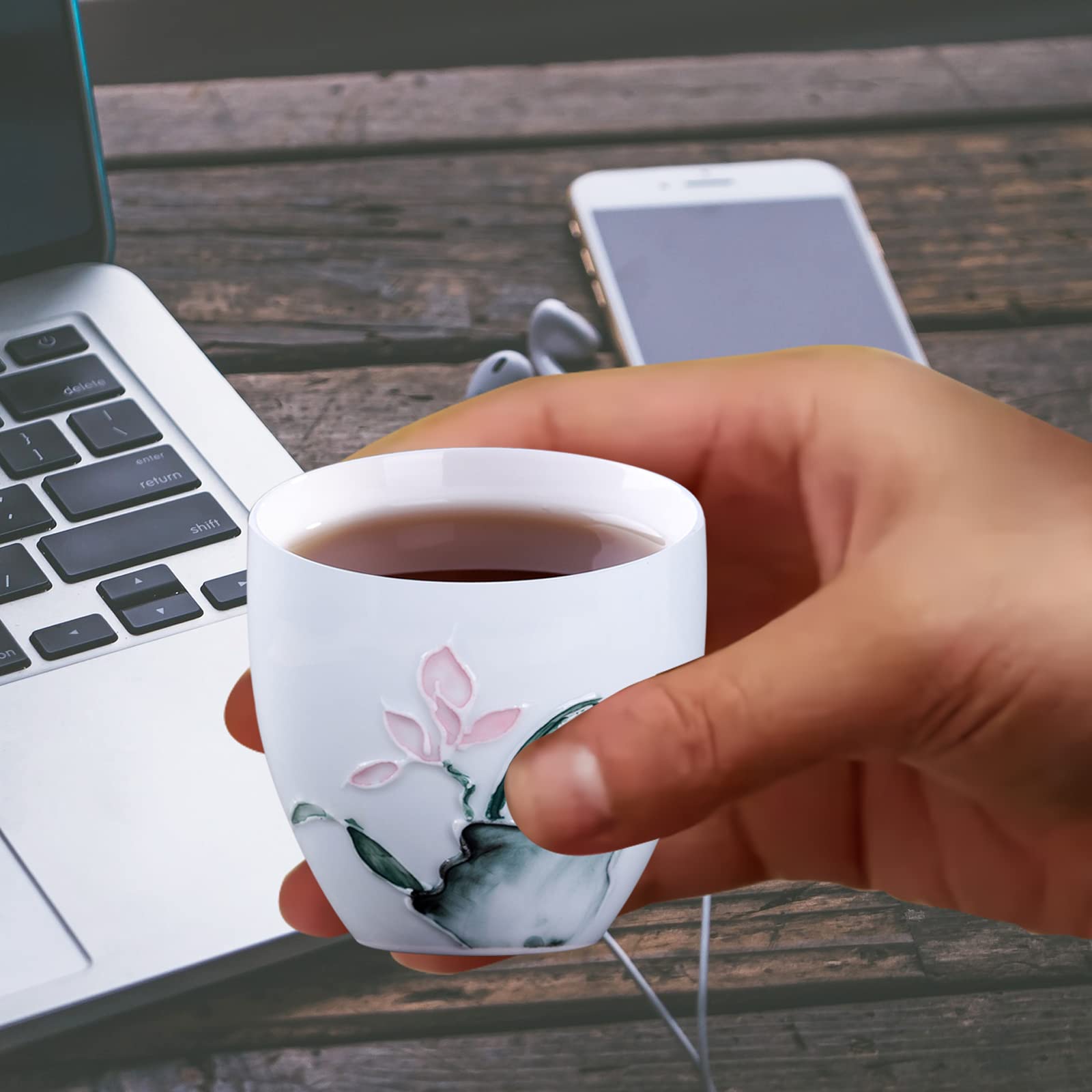 Premium 5oz Porcelain Espresso Cups Set of 6 - Mini Coffee Mugs & Demitasse Cups for Tea, Latte, Milk - Perfect for Home, Office & Cafe Use
