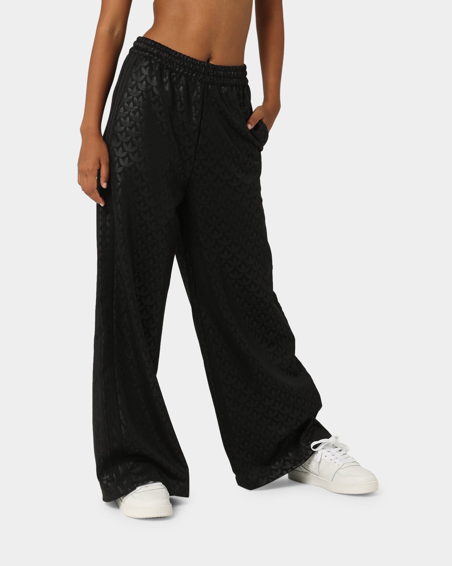 Adidas Women's All Over Print Track Pants - Black Athletic Joggers for Running, Gym & Casual Wear