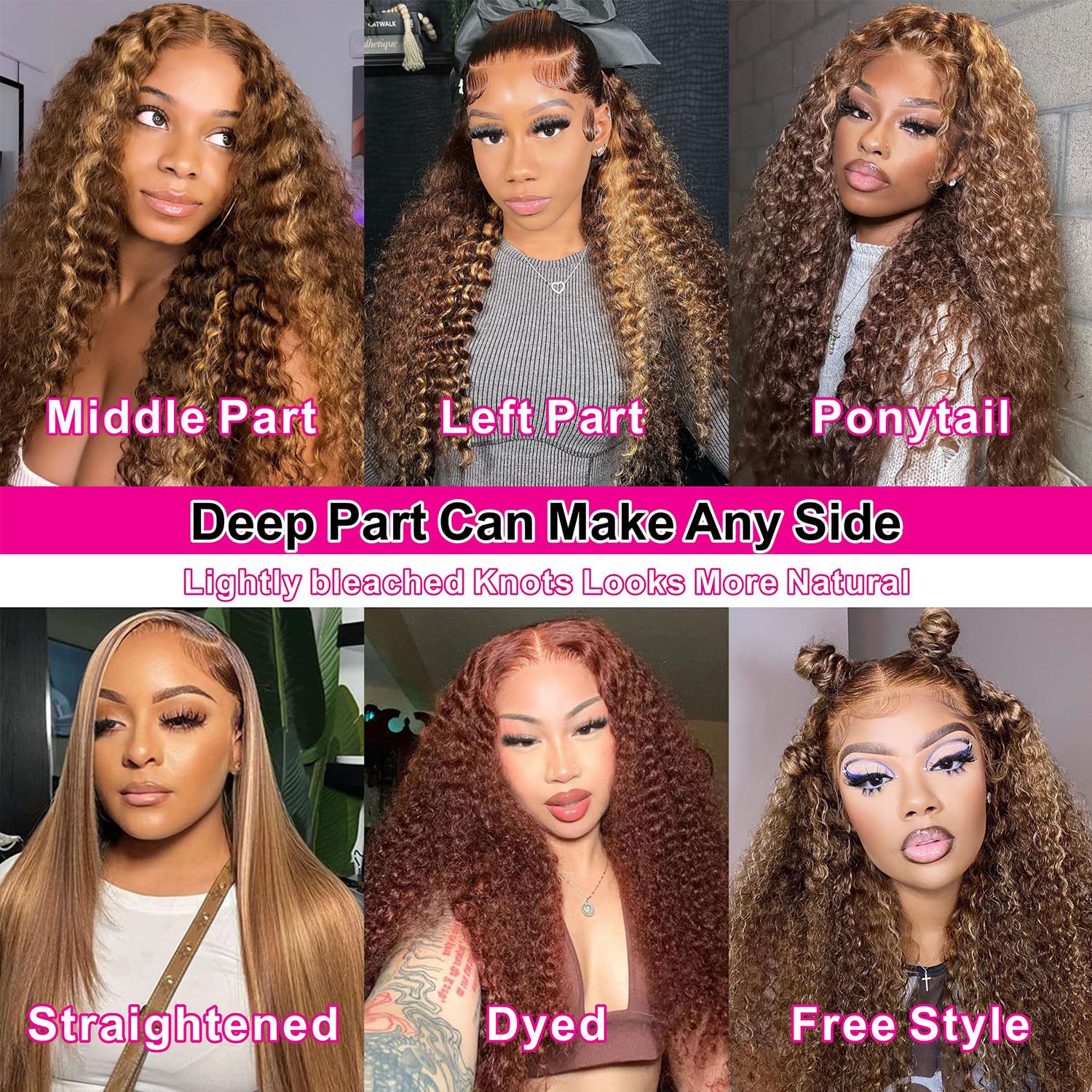 13x6 Highlight Lace Front Wig Human Hair - Deep Wave Lace Front Wigs with Baby Hair & Pre-Plucked Hairline - 180% Density Honey Blonde Curly Human Hair Glueless Wigs for Black Women (4/27 Color, 24 inch) - Perfect for Daily Wear, Parties, Weddings & Special Occasions