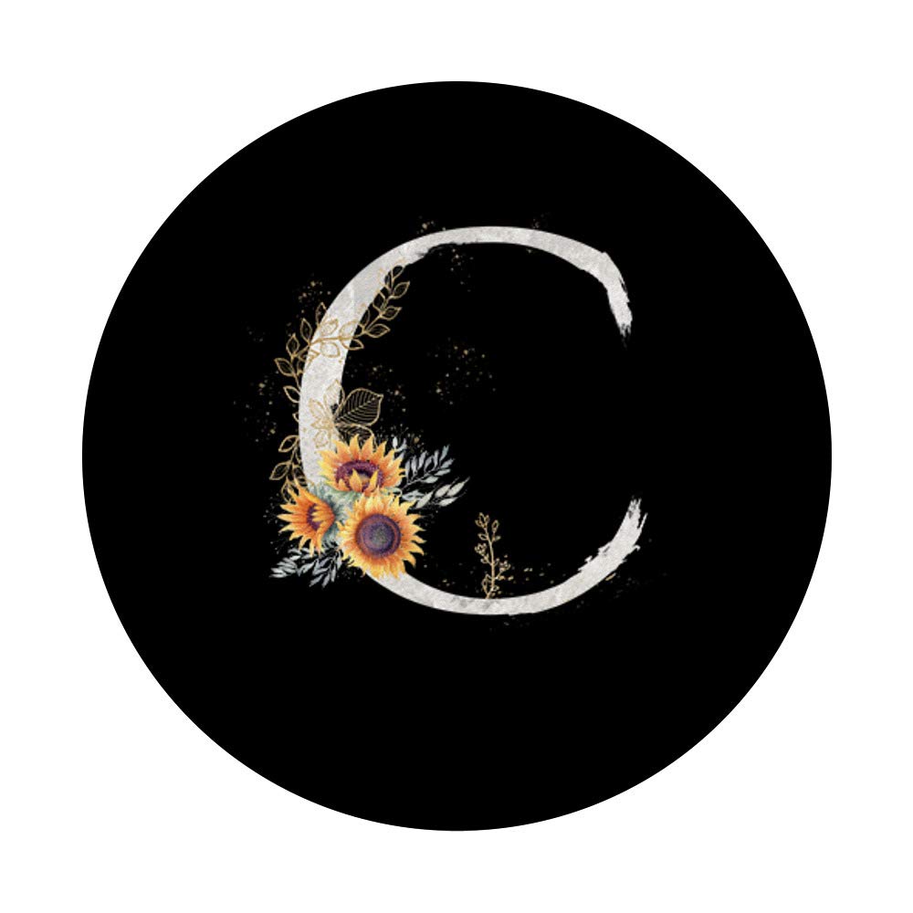 Sunflower 'C' Monogram Cute Phone Grip & Stand for Women - Perfect Gift for Her, Ideal for Phones, Tablets, and Everyday Use