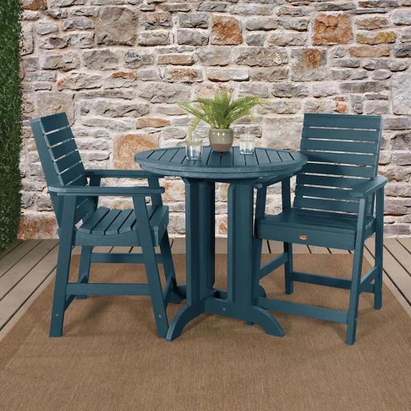 Weather-Resistant 3-Piece Round Counter Height Outdoor Dining Set - Perfect for Patio, Deck, and Backyard Gatherings