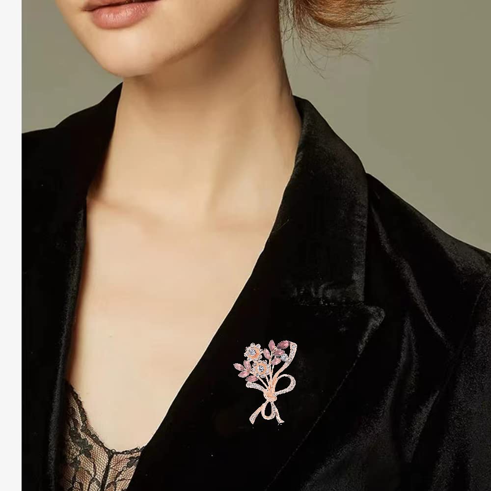 Elegant Floral Crystal Rhinestone Brooch Pin for Women - YEFUNLIY Wedding Bouquet Corsage, Fashion Accessory for Bridal, Prom, Party & Special Occasions