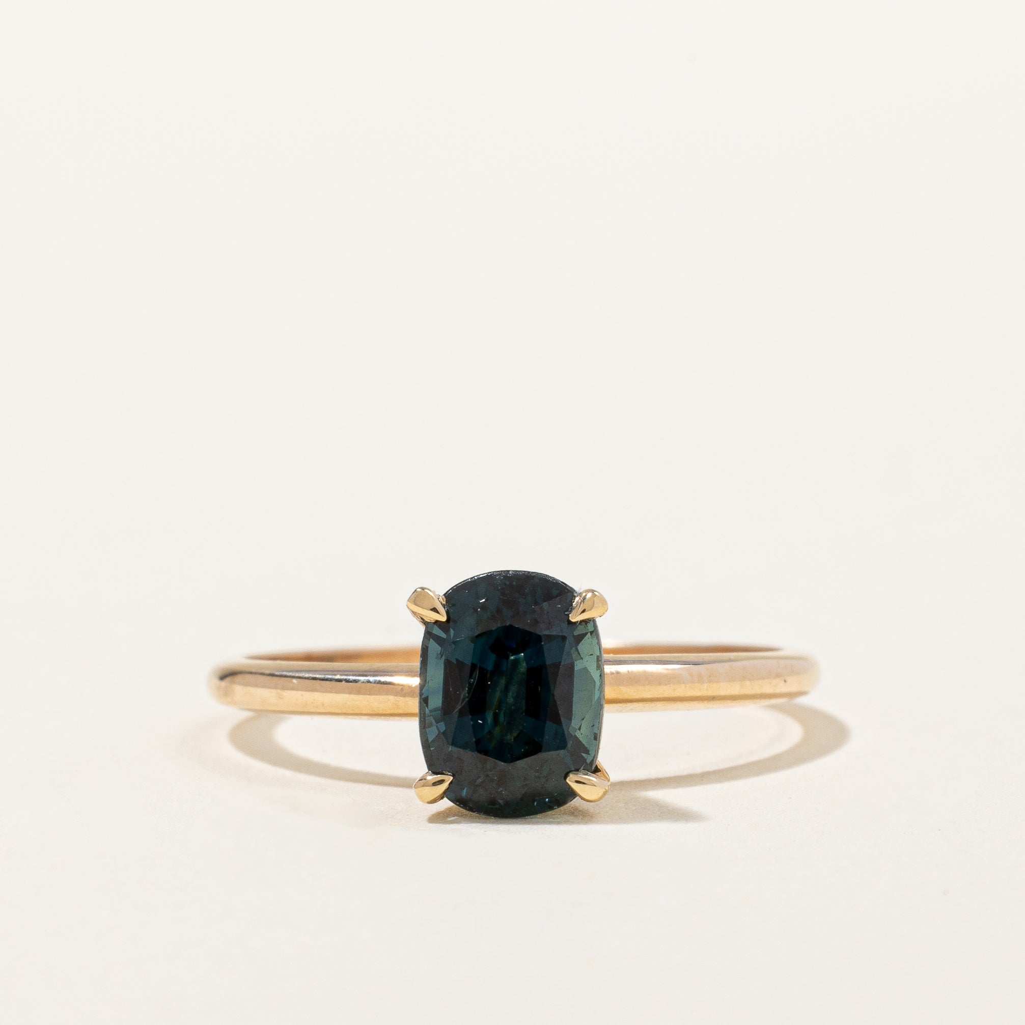 14K Gold Teal Sapphire Ring - 1.60 Carat Size 6.75 | Elegant Birthstone Jewelry for Women | Perfect for Anniversary, Birthday & Valentine's Day Gifts
