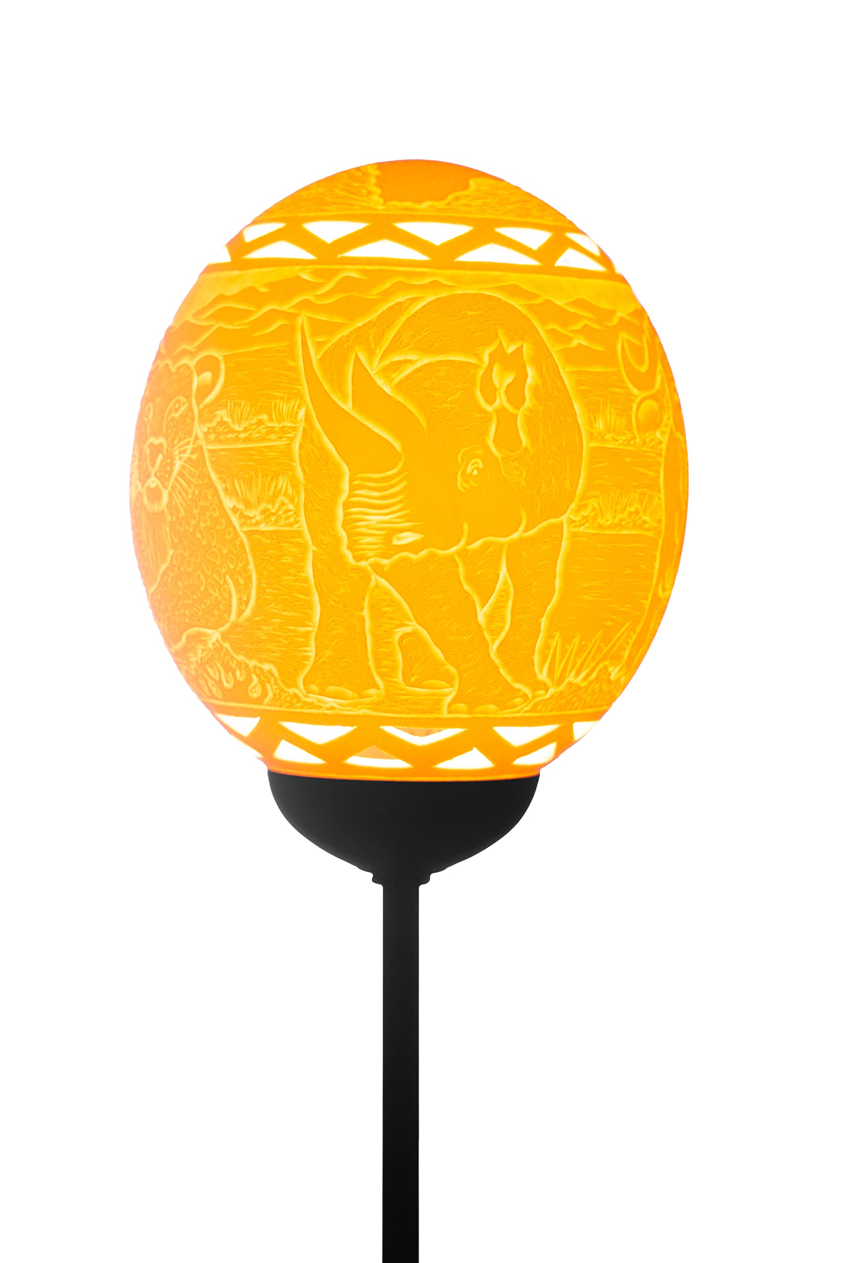 Hand-Carved Ostrich Egg Lamp with Triangle Design - Unique Home Decor for Living Room, Bedroom & Office