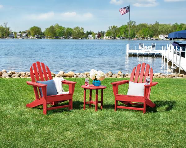 Polywood Classic Adirondack 3-Piece Outdoor Furniture Set - Durable All-Weather Patio Chairs for Garden, Poolside & Backyard Relaxation