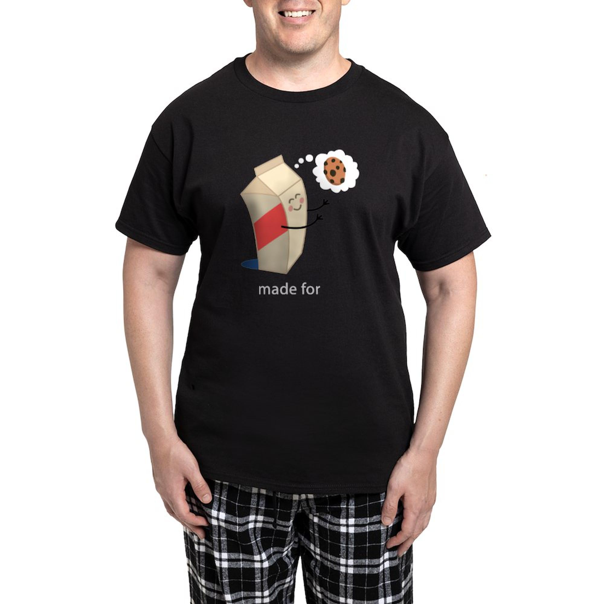 Made For Each Other Cookies And Milk Men's Dark Print Novelty Pajama Set - Comfortable Sleepwear for Relaxing at Home & Cozy Nights