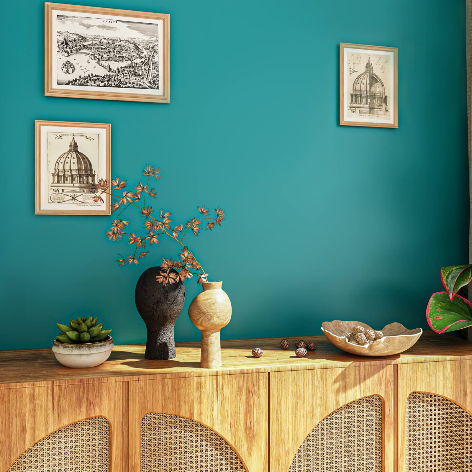 VEELIKE 15.7''x118'' Matte Turquoise Blue Peel and Stick Wallpaper - Waterproof Self-Adhesive Vinyl Contact Paper for Walls, Cabinets, Countertops & Shelves | Textured Decorative Wall Covering for Bedroom, Kitchen & Home Decor
