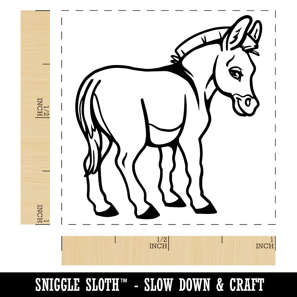 Funny Donkey Looking Over Shoulder Self-Inking Rubber Stamp - 1 Inch Small Stamp with Black Ink - Perfect for DIY Crafts, Scrapbooking & Office Documents