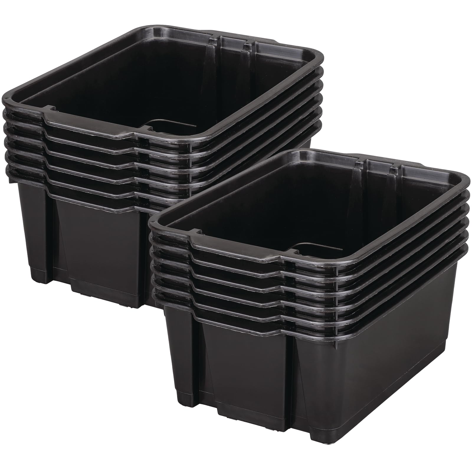 Really Good Stuff Stacking Bins - 12 Pack Black Plastic Storage Containers (14