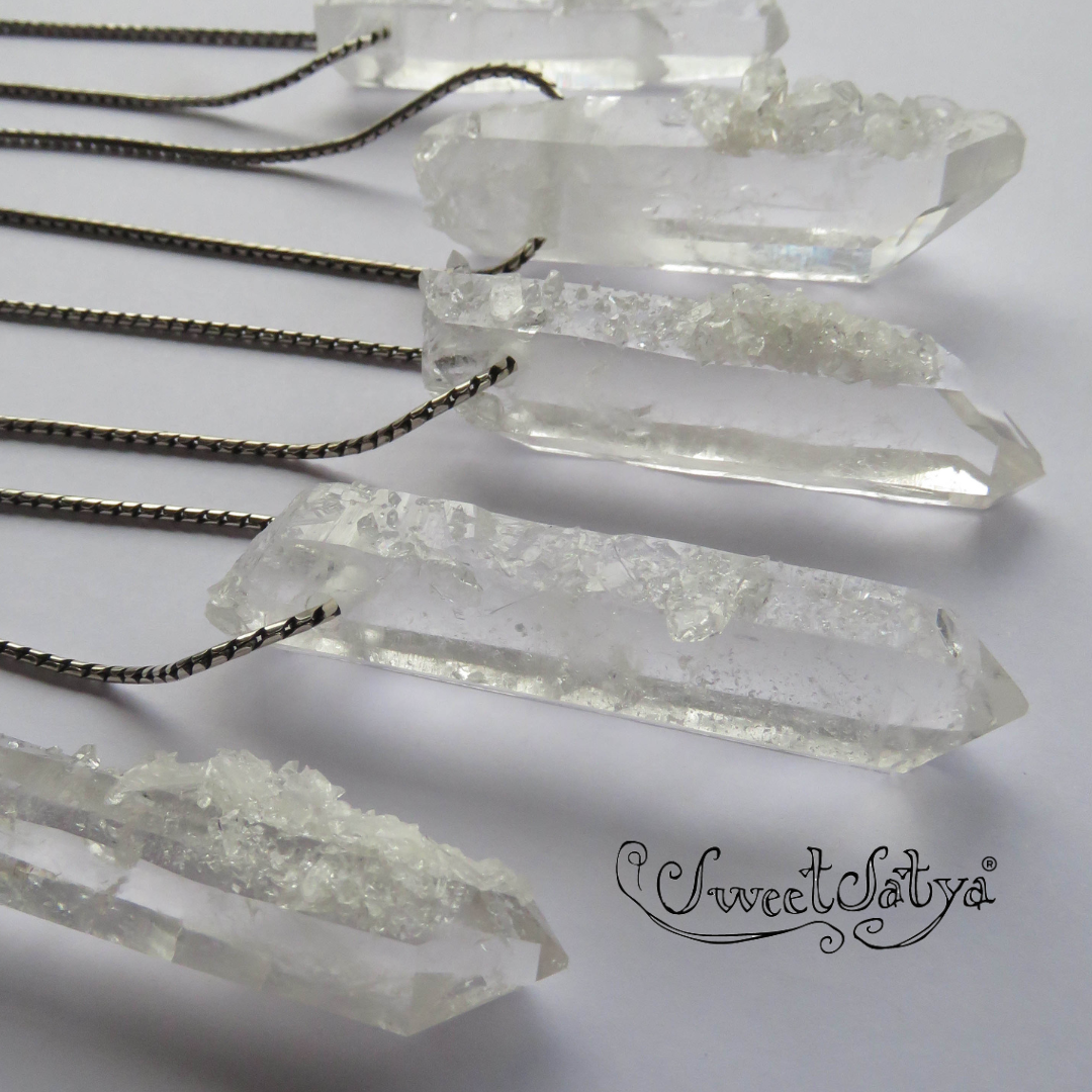 SweetSatya Genuine Crystal Pendant Necklace - Healing Energy Jewelry for Meditation, Yoga & Spiritual Wellness | Perfect Gift for Women